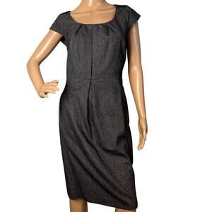 MNG Suit Women's Wool Blend Sheath Dress Gray Size 10 Office Boss Babe Mango